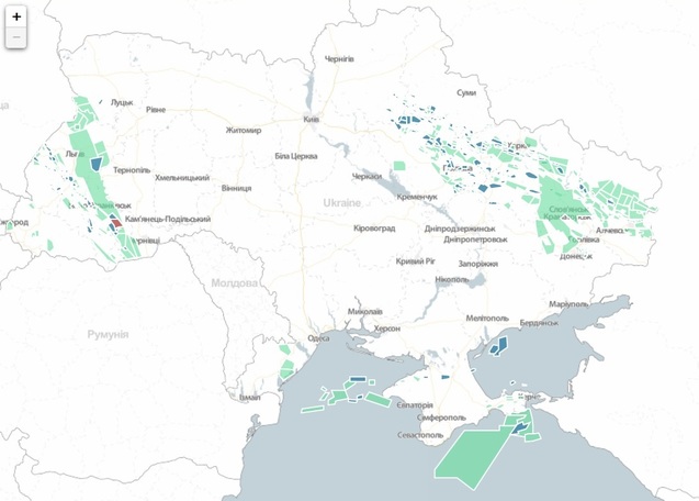 карта України: нафта і газ