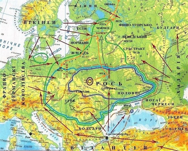 слов'яни, карта, 9 століття