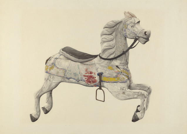 Джордж Константін, Карусельний кінь, 1939, акварель, графіт і кольоровий олівець на картоні