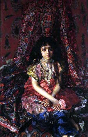 Дівчинка на фоні персидського килима. Михайло Врубель