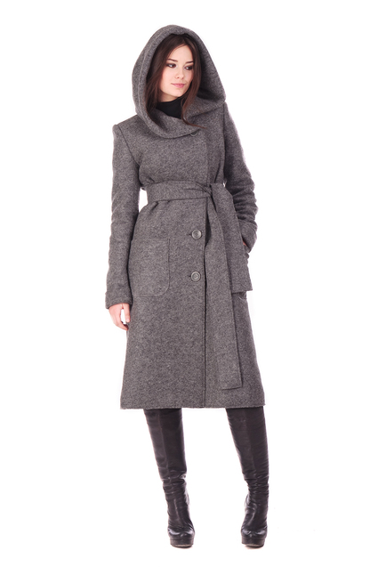 Зимова колекція Lilo сіре пальто з капюшоном