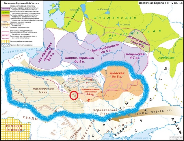 Слов'янські археологічні культури, карта